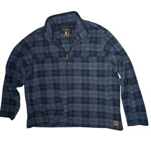 JOHN‎ WAYNE Stock & Supply Men's Plaid Fleece 1/4 Zip Pullover Sweatshirt XXL